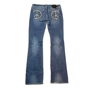 Miss Me Jeans Womens 28 Bootcut Peace Sign Studded Y2K Distressed
